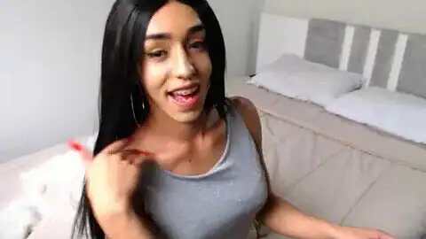 Tranny cumming together, rub cock on face