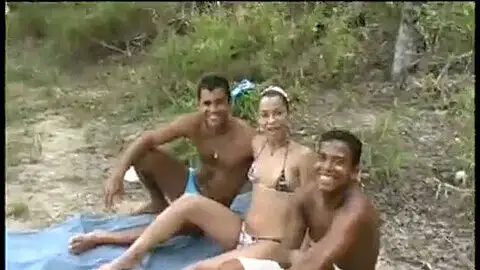 Brasilian, outdoor threesome