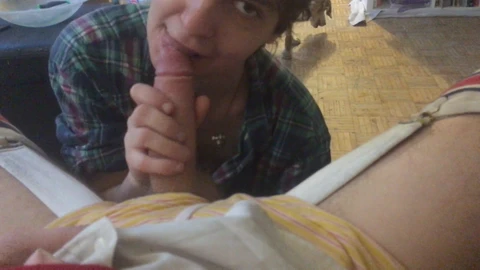 Young guy expertly sucks my 9-inch uncut cock