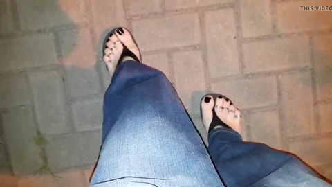 Shemale foot, amateur outdoors